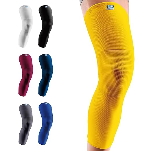 LP SUPPORT 667 Compression Sleeve Leg Full Length for Sports, Cycling, Running, Basketball, for Men Women (Yellow, M, 1pcs)