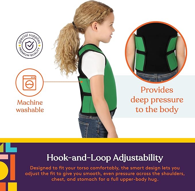 Special Supplies Sensory Compression Vest Deep Pressure Comfort (Green, X-Small)