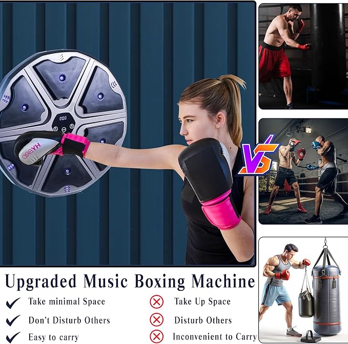 Smart Music Boxing Machine for Kids & Adults | Bluetooth Music | 9 Training Modes | Professional Reflex & Speed Trainer, Wall Mounted Boxing Target | Perfect Fitness Gift for Kids