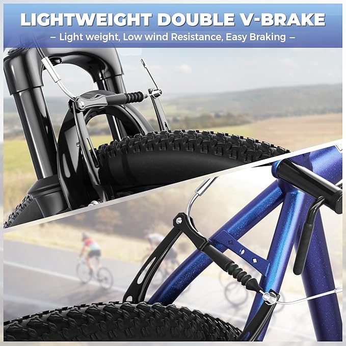 26 inch Mountain Bike with Lightweight Cycling Bicycles, Dual Disc/V Brake,Metal Frame Bicycle for Men and Women, Adult