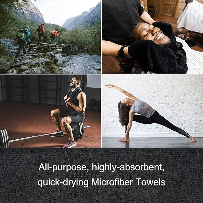Arkwright Microfiber Gym Towel - Pack of 12 - Super Soft, Quick Dry Workout Sweat Towels, 300 GSM Lightweight & Absorbent for Sports, Working Out, Yoga, and Spa, 16 x 27 in, Grey