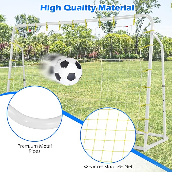 Goplus 6FT x4FT Soccer Net, 2 in 1 Soccer Rebounder Soccer Goal w/Shooting Auxiliary Area, 5 Adjustable Angles, Kids Youth Teens Soccer Practice Training Equipment for Backyard