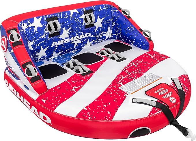 Airhead Mable Inflatable Towable Tube, 1-4 Rider Models, Dual Tow Points, Full Nylon Cover, EVA Foam Pads, Patented Speed Valve, Boat Tubes and Towables