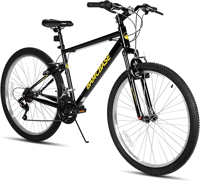 HILAND 26 27 Inch Mountain Bike, Mens Womens MTB with 18 Speeds, High-Tensile Steel Frame, V Brake, Hardtail Bicycle for Adults