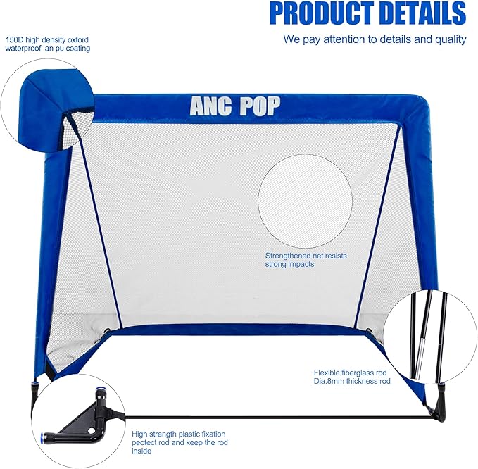 Portable Pop Up Soccer Goal for Kids Trainning and Family Game Foldable Soocer Net for Backyard with Carrying Case