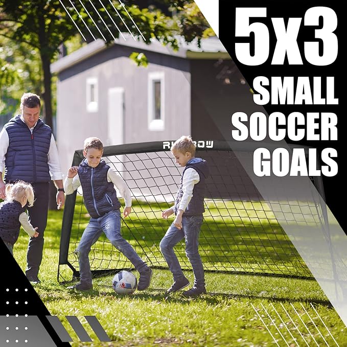 RUNBOW 5x3 ft Portable Kids Soccer Goal for Backyard Practice Soccer Net with Carry Bag