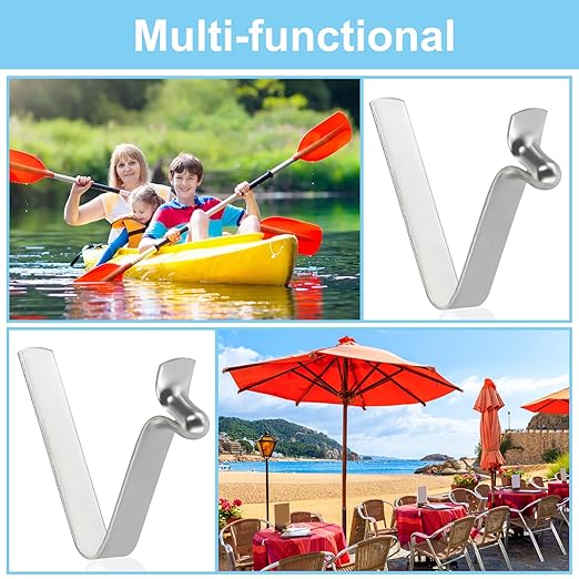 PATIKIL 5.5x3.8mm Kayak Paddle Snaps, 16 Pack Tent Pole Clips Steel V Shaped Single Pin Push Button Spring Clips Lock Tube Pole Clips for Camping Awning