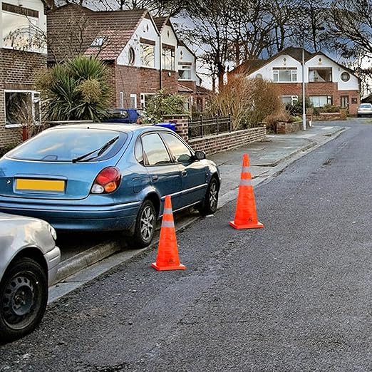 RoadHero 28 Inch 1 Pack Collapsible Traffic Safety Cones, Multi Purpose Pop-up Cones with Reflective Collar for Road Safety, Orange Cones for Driving Training, Parking Lots