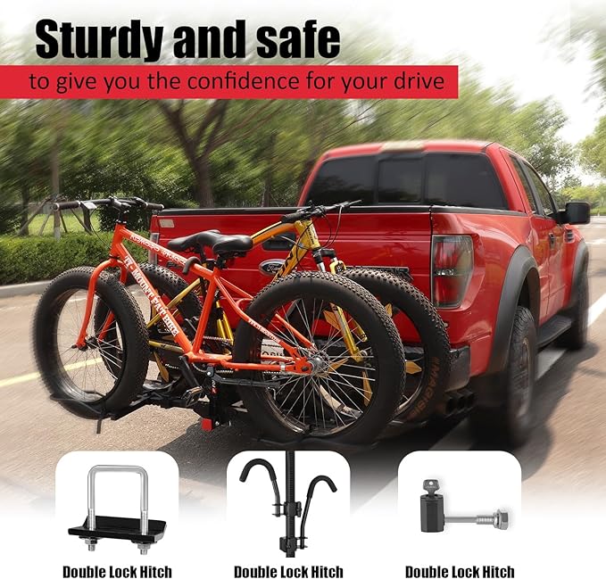 FORWODE Bike Rack Hitch Mount Platform Bike Rack, 2-Bike 200 lbs Capacity, Wobble-Free, Fits Up to 5" Fat Tires, 2" Receiver, E-Bikes & MTB (HBS22G)