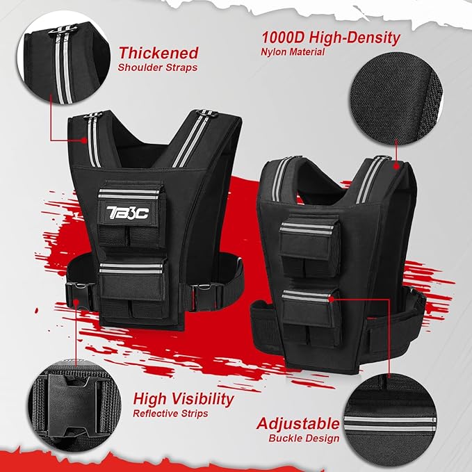 Adjustable Weighted Vest Men 19lbs/ 30lbs/ 40lbs Weights with Reflective Stripe, Weight Vest Woman Workout Vest for Strength Training,Running & Walking