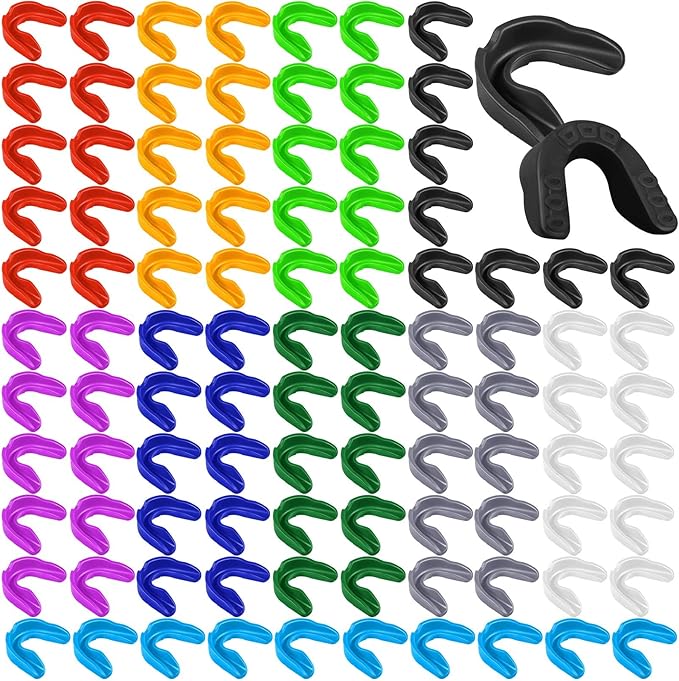 Kathfly 100 Pcs Youth Mouth Guard for Sports Mouthguard Athletic Football Mouth Guard Football Mouthpiece Gum Protection for Boxing Basketball Hockey Karate(Fresh Colors)