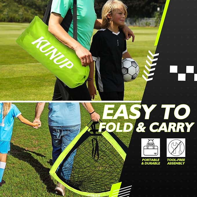 2 of 5×3 6x4 9x5 FT Portable Kids Soccer Goals Set, Foldable Soccer Practice Nets for Backyard with Carrying Bag for Toddler Youth Pop Up Soccer Training Equipment Indoor Outdoor Sports Game Gift