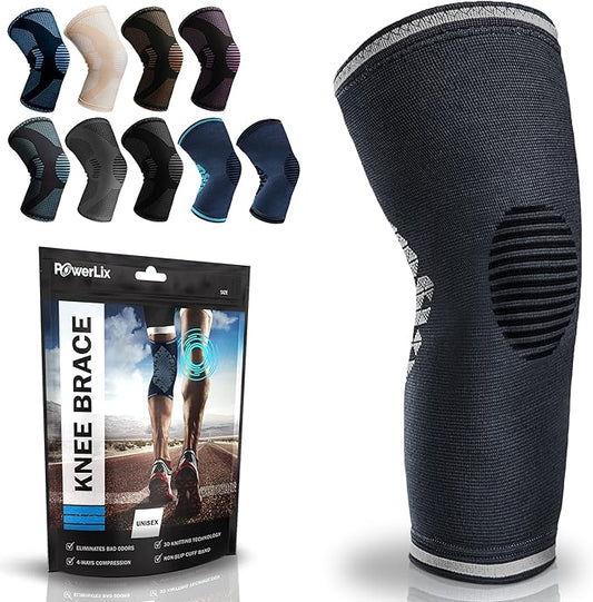POWERLIX Adjustable Compression Knee Brace for Men & Women, Featuring Stabilizers & Patella Support, Optimal Recovery for Knee Pain, Medical Knee Sleeve for Arthritis, Weightlifting, Dance, Running