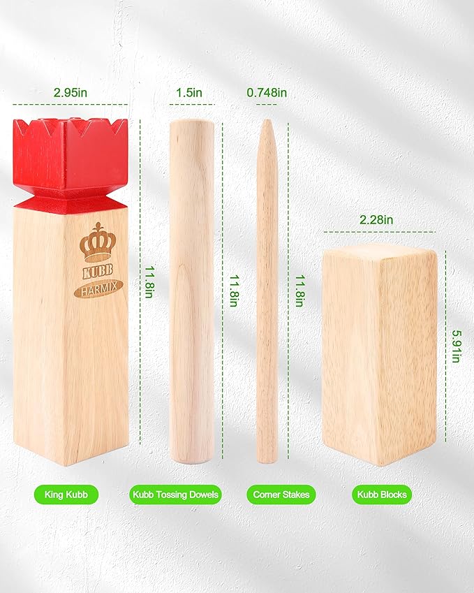 Kubb Yard Game Set Viking Chess Garden Rubber Wood Outdoor Tossing Game with Canvas Carry Bag Viking Chess Set for Kids Adults