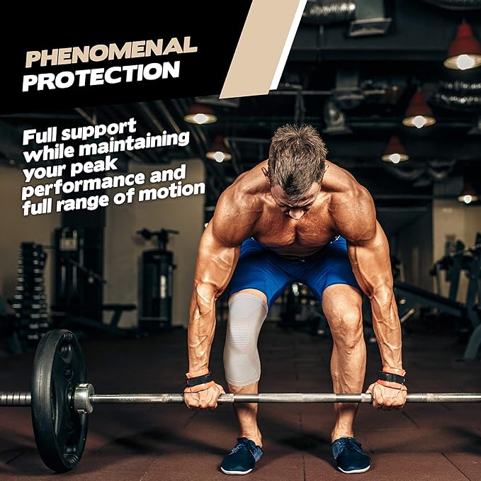 POWERLIX Leg Sleeve - Best Knee Brace for Leg Pain for Men & Women Knee Support for Running, Basketball, Weightlifting, Gym, Workout, Sports Please Check Sizing Chart (Nude, Small)