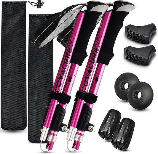Covacure Hiking Poles Collapsible Trekking Poles - Aluminum Alloy 7075 Walking Sticks for Hiking with Telescopic & Foldable Tri-fold Design Hiking Gear for Women Men, Hiking, Camping, Climbing