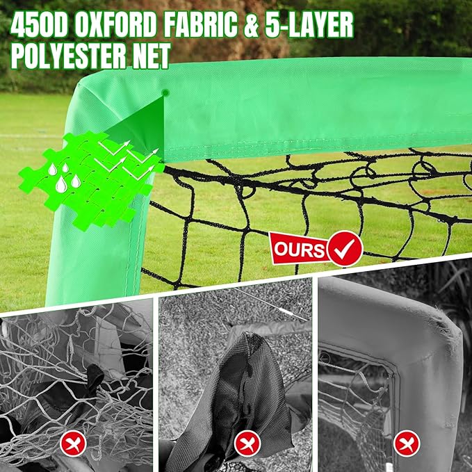 Kids Soccer Goals for Backyard Set, Portable Toddler Soccer Goal 2 of 4x3 ft, 6x4 ft, 7x5 ft, Soccer Training Equipment, Pop Up Soccer Net Kit with Size 4 Soccer Ball, Youth Games, Outdoor Sports Play