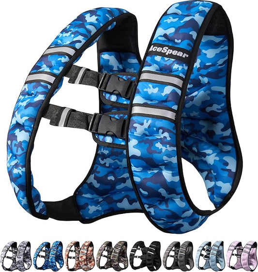 AceSpear Weighted Vest for Men Women 6lbs/8lbs/10lbs/12lbs/14lbs/16lbs/18lbs Body Weight Vest with Reflective Stripe for Running Walking Jogging Fitness Strength Training Workout