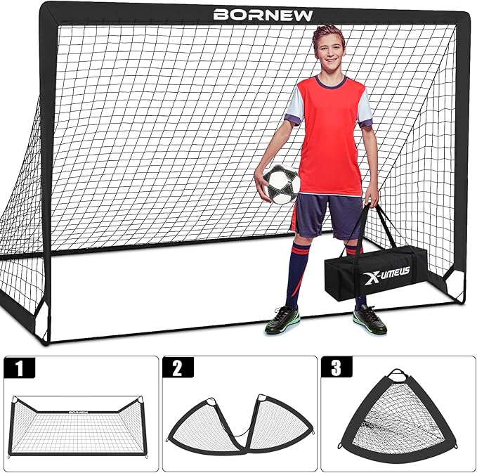 Kids Soccer Goal for Backyard Set - 2 Set of 6X4 / 4X3 ft Toddler Soccer Nets Training Equipment, Soccer Ball, Pop Up Portable Soccer Set for Kids and Youth Games and Training Goals Ages 3-16 Gift