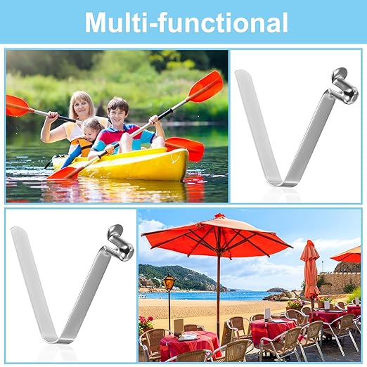 PATIKIL 10.5x7.5mm Kayak Paddle Snaps, 10 Pack Tent Pole Clips Steel V Shaped Single Pin Push Button Spring Clips Lock Tube Pole Clips for Camping Awning
