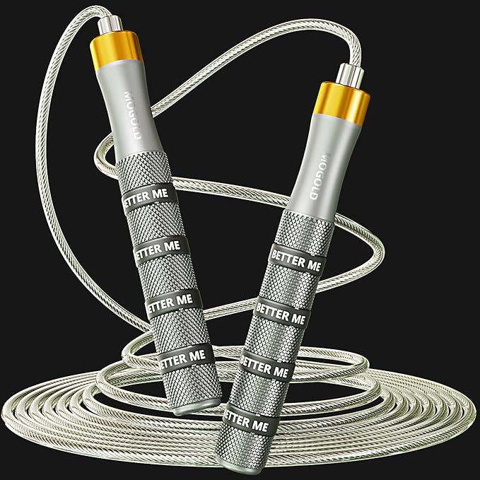 Pro Adjustable Speed Jump Rope - 10ft 4mm PVC Steel Wire with Dual Ball Bearings & 360° Spin - Metal/Rubber Ergonomic Grips for CrossFit, HIIT, Weight Loss, Home Gym Workouts for Men & Women