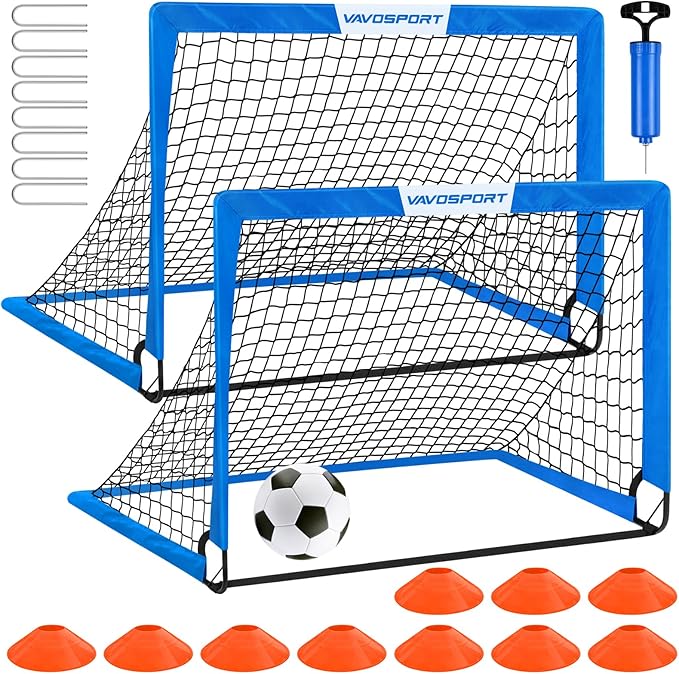 Kids Soccer Goals for Backyard Set - 2 of 4' x 3' Portable Soccer Goal Training Equipment, Pop Up Toddler Soccer Net with Soccer Ball, Soccer Set for Kids, Youth Outdoor Games, Sports, Play