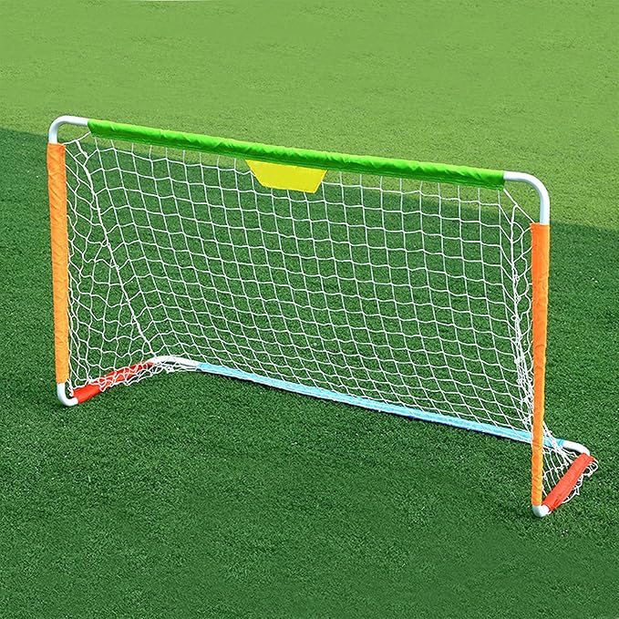 Kids Soccer Goal, Steel Frame Soccer Goal for Backyard - Portable Soccer Net for Kids with Size 2 PU Leather Soccer Ball and Air Pump, Soccer Gifts for Boys Girls