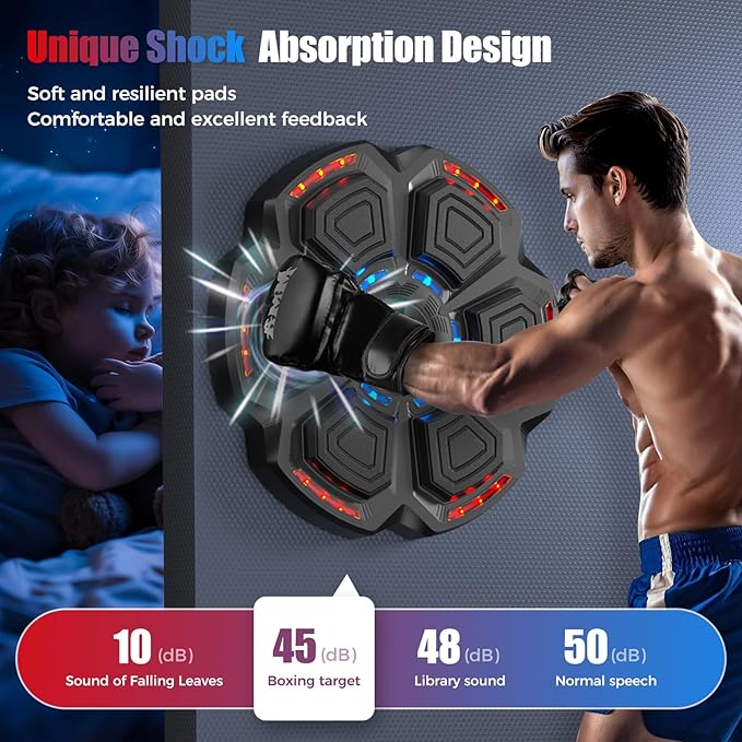 Music Boxing Machine for Adults,Smart Boxing Training Machine,Wall Target Punching Workout for Kids,Reflex Training Suitable for Home,Office,Gym,Fun Fitness Equipment