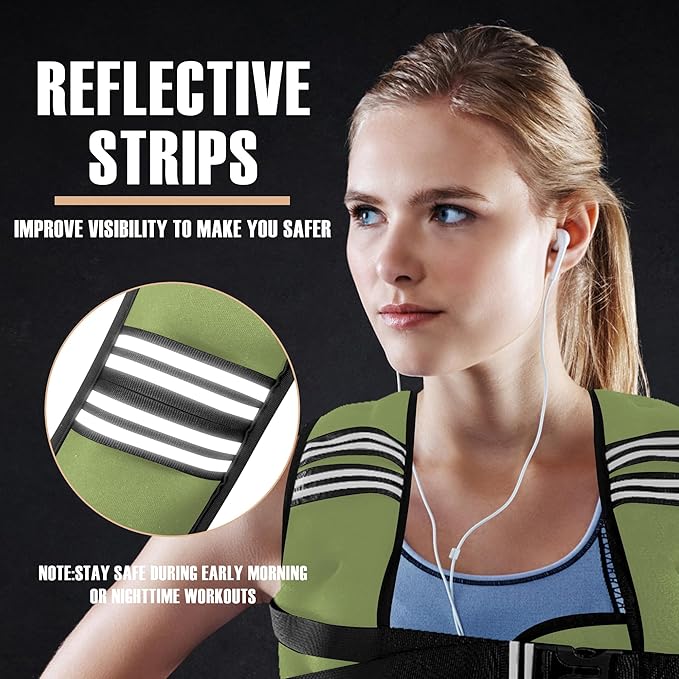 Weighted Vest Men or Women - 5/10/15/20/25/30lbs Weights with Reflective Stripe, Weighted Vest for Workout Equipment for Strength Training Running - Walking Weight Loss