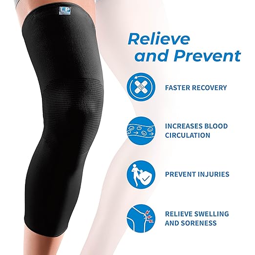 LP SUPPORT 667 Compression Sleeve Leg Full Length for Sports, Cycling, Running, Basketball, for Men Women (Yellow, XL, 1pcs)