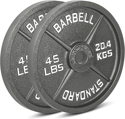 Cast Iron Olympic Weight Plates – Free Weights with 2-inch Hole & Anti-Rust Hammertone Finish - Ideal for Strength Training, Crossfit Equipment & Home Gym Set – Sold in Pairs - 2.5LB–45LB