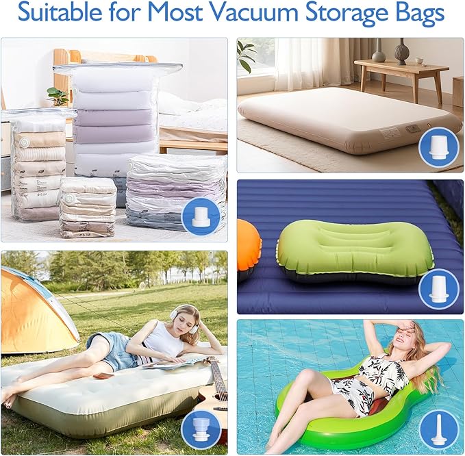 Portable Pump for Inflatables, Mini Air Pump for Inflatables,Inflation/Deflation, USB-C Electric Inflator Air Pump with 5 Nozzles, Tiny Air Pumps for Pool Floats Air Mattress Vacuum Storage Bags