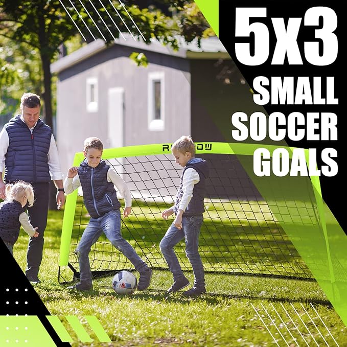 RUNBOW 5x3 ft Portable Kids Soccer Goal for Backyard Practice Soccer Net with Carry Bag