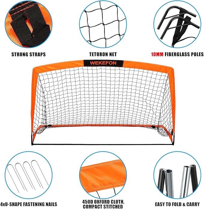 Soccer Goal 5' x 3.1' Portable Soccer Net with Carry Bag for Backyard Games and Training for Kids and Youth Soccer Practice, 1 Pack