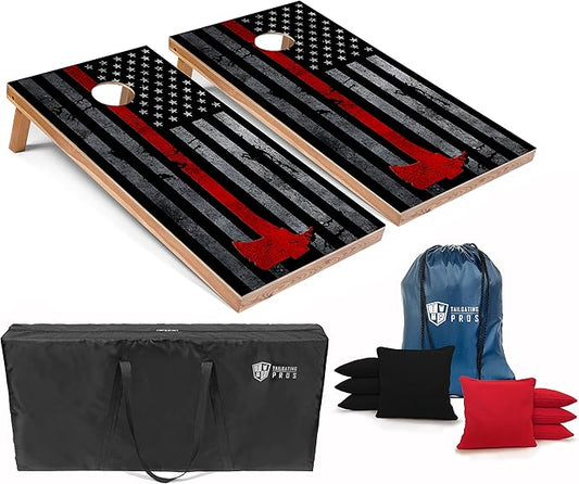Tailgating Pros American Themed Lightweight Corn Hole Board Set w/Bean Bags and Carrying Case - 4'x2' Cornhole Toss