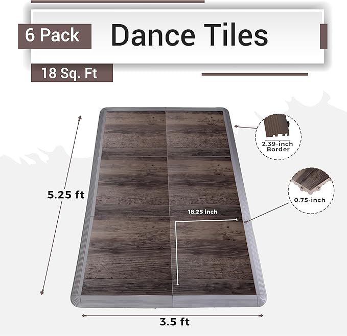 Dance Floor Tiles, Interlocking Dance Floor Tiles for Ballet, Tap, Jazz, and Irish Dance | Portable Dance Floor Tiles for Indoor Dance Flooring