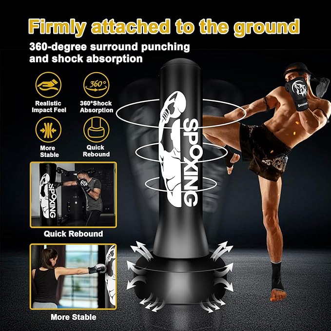 Freestanding Punching Bag for Adult Teens, 70" Heavy Punching Bag with Boxing Gloves and Electric Air Pump for Beginners Kickboxing Training MMA Muay Thai Fitness Office Home Gym