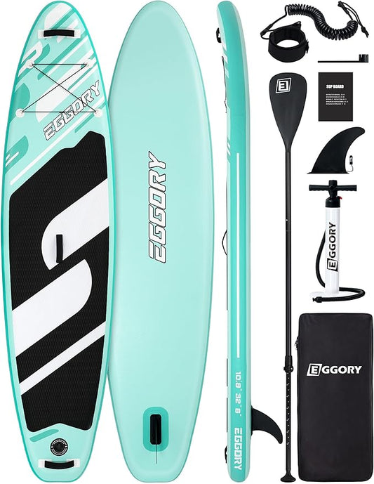 Inflatable Paddle Board,Stand Up Paddle Board Set, Extra Wide SUP Board with Removable Fin, Floating Paddle, Hand Pump, Waterproof Phone Pouch,Traveling Board