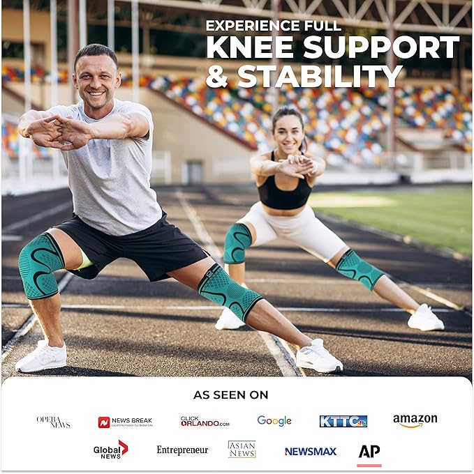Modvel 2 Pack Knee Brace for Women & Men - Workout Knees Compression Sleeve for Knee Pain Relief Joint Support for ACL, Arthritis, Meniscus Tear Knees Brace for Sports, Rodilleras para Gym Fitness