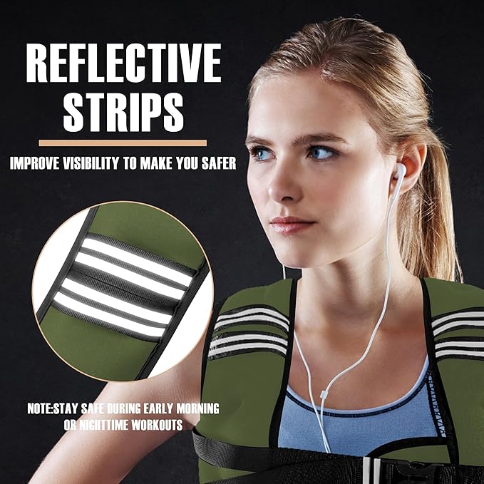 Weighted Vest Men or Women - 5/10/15/20/25/30lbs Weights with Reflective Stripe, Weighted Vest for Workout Equipment for Strength Training Running - Walking Weight Loss
