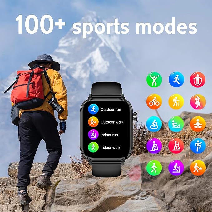 Smart Watch for Women Men(Answer/Dial) 1.96" IPS Smartwatch, 24/7 Heart Rate/Blood Oxygen/Blood Pressure/Sleep Monitor, Blood and Body Composition,100+ Sports Modes Fitness Tracker (champagne gold)