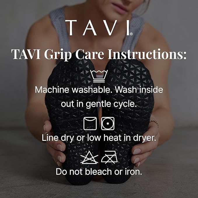 TAVI NOIR Aria Grip Socks – Pilates Socks with Grips for Women, Non Slip, Yoga & Barre