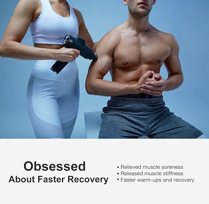 Fusion Black Pro Deep Tissue Massage Gun for Athletes - Percussion Massager for Pain Relief, Muscle Therapy and Relaxation