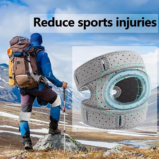 Knee Brace for Women Men Adjustable Support with Cushioned Silicone Pad Anatomical Cut Design for Men Women Athletic Training Patellar Tendon Support (Gray)
