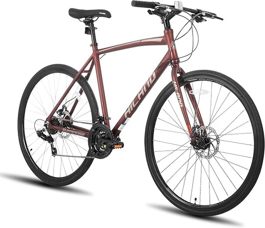 HH HILAND 700C Road Hybrid Bike, 21 speeds Bikes Urban City Commuter Bicycle with Disc Brake for Men Women Adult Comfortable Bicycle