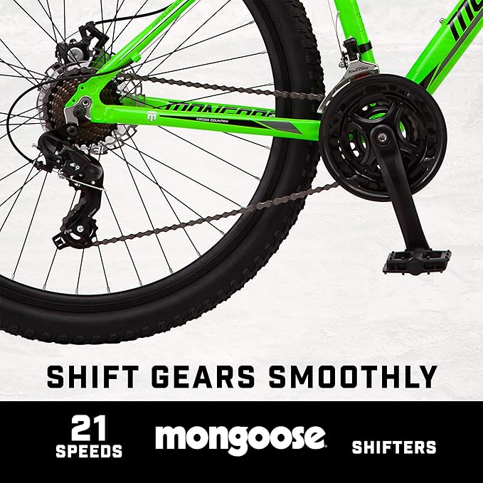 Mongoose Switchback Comp Expert Sport Trail Mountain Bike for Adult Men Women, 16/18/21-Speed Options, 27.5-Inch Wheels, Disc Brakes, Small Medium or Large Aluminum Frames, Hardtail Bicycles
