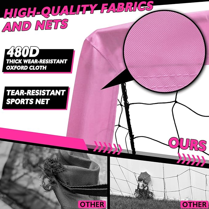 2 of 5×3 6x4 9x5 FT Portable Kids Soccer Goals Set, Foldable Soccer Practice Nets for Backyard with Carrying Bag for Toddler Youth Pop Up Soccer Training Equipment Indoor Outdoor Sports Game Gift