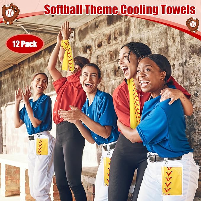 12 Pack Softball Cooling Towels, Sports Towels with Bags, 40"x12" Breathable Chilly Towel, Microfiber Towel for Softball Sport Team Gift