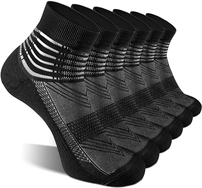 IRAMY Compression Ankle Support Socks Coolmax Wicking Cushioned Athletic Plantar Fasciitis Relief Men Women 2/3/6 Pairs