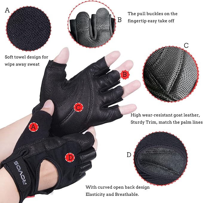 Workout Gloves for Men Ventilated Leather Weightlifting Gloves, Double-Layer Anti-Slip Palm with Foam Padding for Superior Grip and Hand Protection,Size : Large